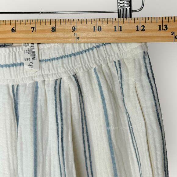 Madewell Untailored Wide-Leg Crop Pant | XXS | White Blue Striped Summer Pants - Picture 7 of 14